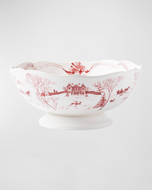 Country Estate Winter Frolic Ruby 13" Centerpiece Bowl